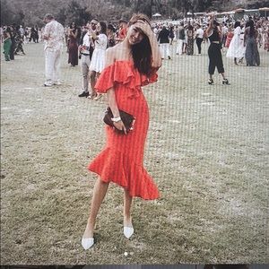 C/MEO x BNKR off the shoulder red dress SMALL